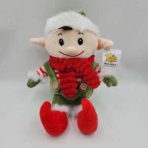Bstaofy Christmas Elf Doll Cute Sitting Boy Green Elfette Novelty Plush Toy Kids